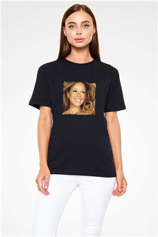 Mariah Carey Baskılı Unisex Siyah Tişört