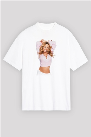 Mariah Carey Beyaz Unisex Oversize Tişört T-Shirt