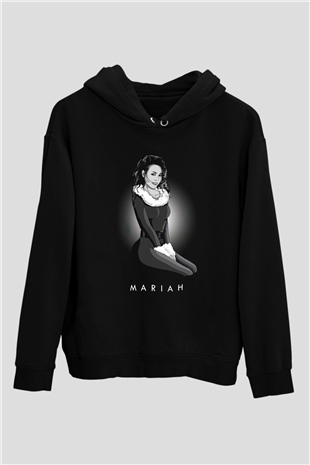 Mariah Carey Siyah Unisex Kapüşonlu Sweatshirt