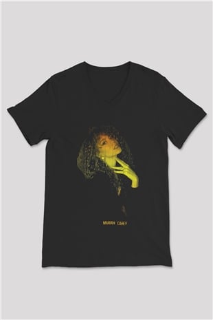 Mariah Carey Siyah Unisex V Yaka Tişört