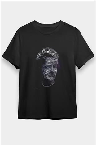 Marie Curie Tipografi Baskılı Unisex Siyah Tişört - Tshirt