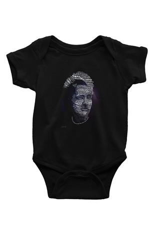Marie Curie Tipografi Baskılı Unisex  Siyah Bebek Body - Zıbın
