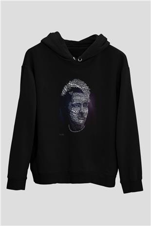 Marie Curie Tipografi Baskılı Unisex Siyah Hoodie