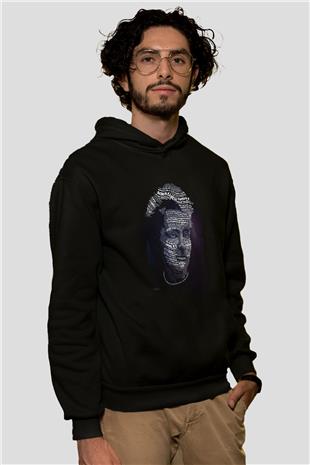 Marie Curie Tipografi Baskılı Unisex Siyah Hoodie