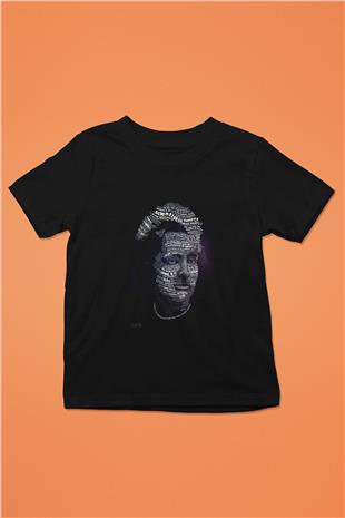 Marie Curie Tipografi Baskılı Unisex Siyah Çocuk Tişörtü - Tshirt