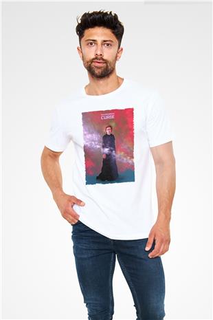 Marie Skłodowska Curie Renkli Baskılı Unisex Beyaz Tişört - Tshirt