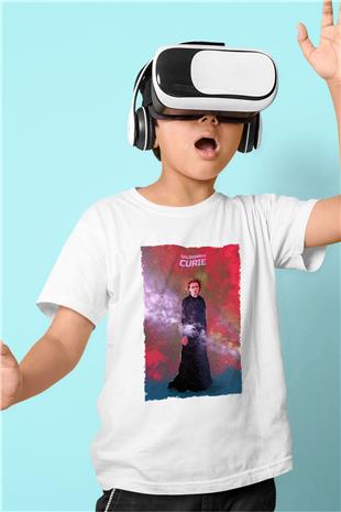 Marie Skłodowska Curie Renkli Baskılı Unisex Beyaz Çocuk Tişörtü - Tshirt