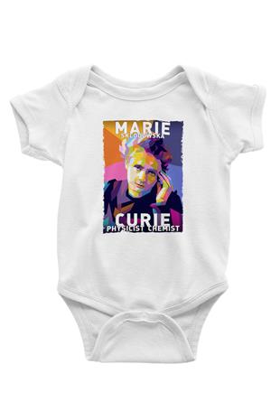 Marie Sklodowska Curie Baskılı Beyaz Bebek Body - Zıbın