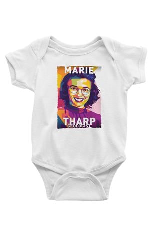 Marie Tharp Baskılı Beyaz Bebek Body - Zıbın