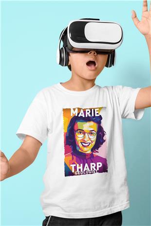Marie Tharp Baskılı Unisex Beyaz Çocuk Tişörtü - Tshirt