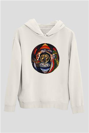 Marillion Baskılı Beyaz Unisex Kapüşonlu Sweatshirt