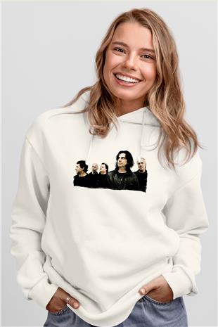 Marillion Baskılı Beyaz Unisex Kapüşonlu Sweatshirt