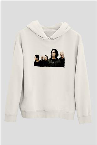 Marillion Baskılı Beyaz Unisex Kapüşonlu Sweatshirt
