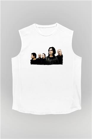 Marillion Baskılı Beyaz Unisex Kolsuz Tişört - Tshirt