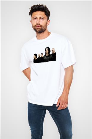 Marillion Baskılı Beyaz Unisex Oversize Tişört - Tshirt