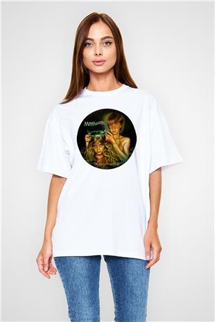 Marillion Baskılı Beyaz Unisex Oversize Tişört - Tshirt
