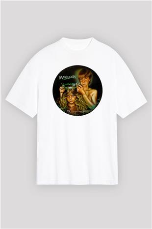 Marillion Baskılı Beyaz Unisex Oversize Tişört - Tshirt