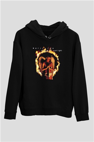 Marillion Baskılı Unisex Siyah Kapüşonlu Sweatshirt