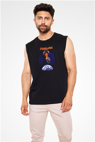 Marillion Baskılı Unisex Siyah Kolsuz Tişört - Tshirt