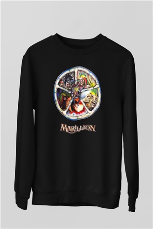 Marillion Baskılı Unisex Siyah Sweatshirt
