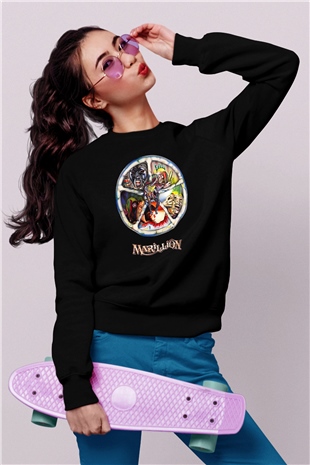 Marillion Baskılı Unisex Siyah Sweatshirt