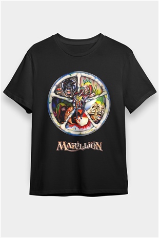 Marillion Baskılı Unisex Siyah Tişört - Tshirt