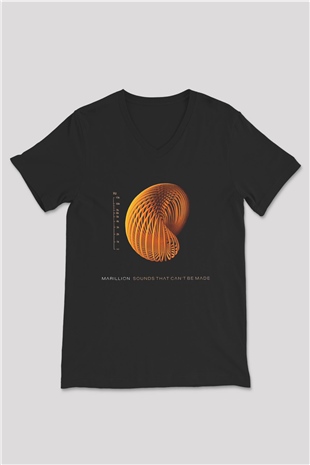Marillion Baskılı Unisex Siyah V Yaka Tişört - Tshirt