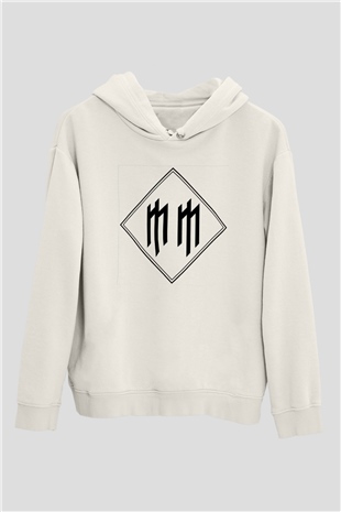 Marilyn Manson Beyaz Unisex Kapşonlu Sweatshirt