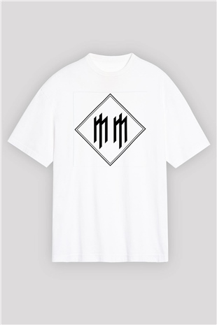 Marilyn Manson Beyaz Unisex Oversize Tişört T-Shirt