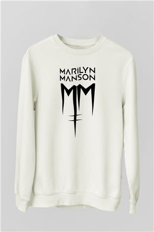 Marilyn Manson Beyaz Unisex Sweatshirt