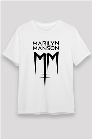 Marilyn Manson Beyaz Unisex Tişört T-Shirt - TişörtFabrikası