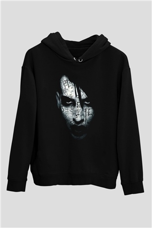 Marilyn Manson Siyah Unisex Kapüşonlu Sweatshirt