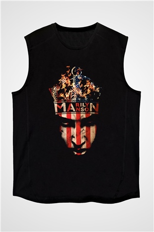 Marilyn Manson Siyah Unisex Kolsuz Tişört