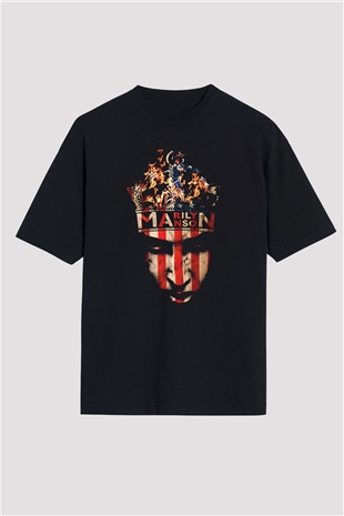 Marilyn Manson Siyah Unisex Oversize Tişört T-Shirt