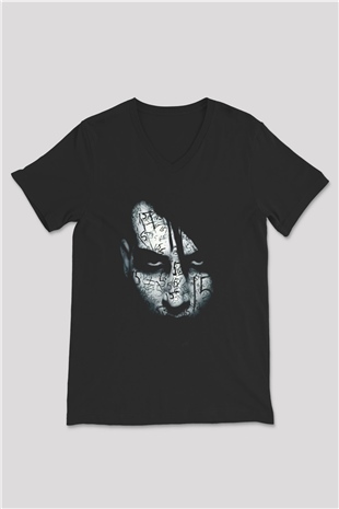 Marilyn Manson Siyah Unisex V Yaka Tişört