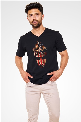 Marilyn Manson Siyah Unisex V Yaka Tişört T-Shirt