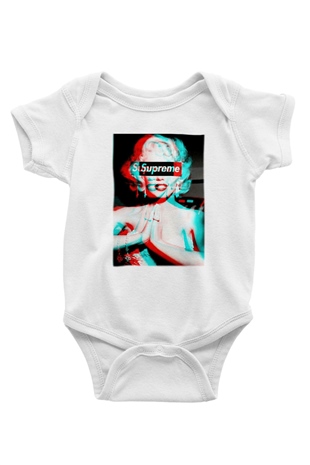 Marilyn Monroe Baskılı Beyaz Unisex Bebek Body - Zıbın