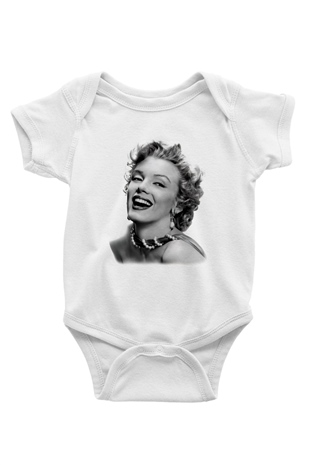 Marilyn Monroe Baskılı Beyaz Unisex Bebek Body - Zıbın