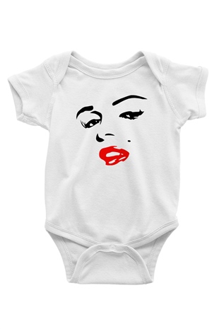 Marilyn Monroe Baskılı Beyaz Unisex Bebek Body - Zıbın