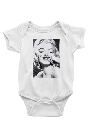 Marilyn Monroe Baskılı Beyaz Unisex Bebek Body - Zıbın
