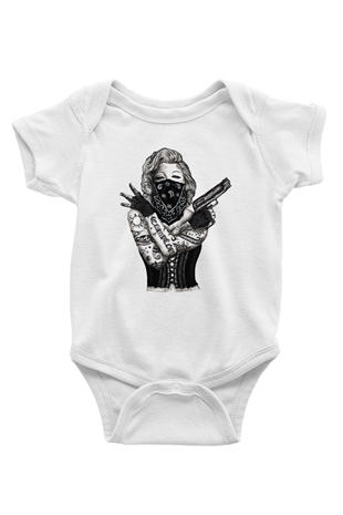 Marilyn Monroe Baskılı Beyaz Unisex Bebek Body - Zıbın