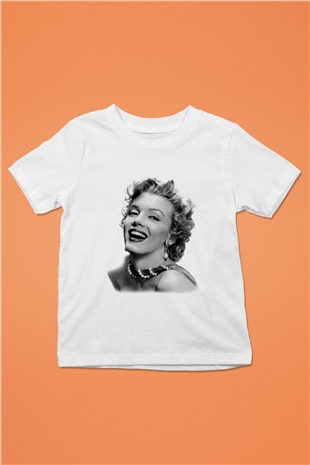 Marilyn Monroe Baskılı Beyaz Unisex Çocuk Tişört