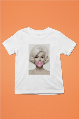Marilyn Monroe Baskılı Beyaz Unisex Çocuk Tişört