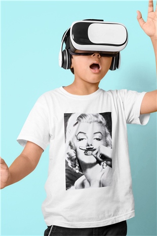 Marilyn Monroe Baskılı Beyaz Unisex Çocuk Tişört