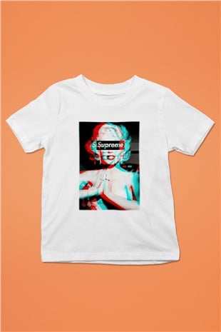 Marilyn Monroe Baskılı Beyaz Unisex Çocuk Tişört