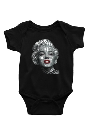 Marilyn Monroe Baskılı Siyah Bebek Body - Zıbın