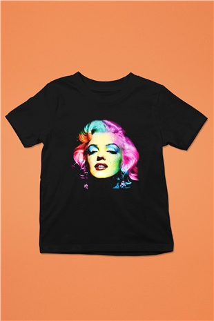Marilyn Monroe Baskılı Siyah Unisex Çocuk Tişört