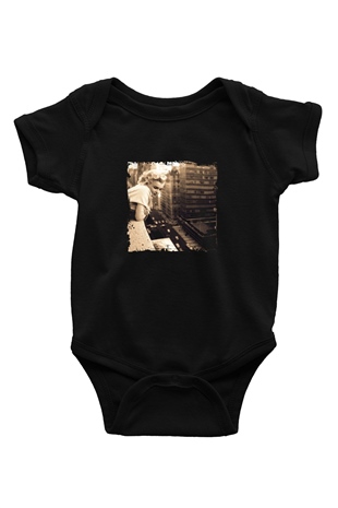 Marilyn Monroe Baskılı Unisex Siyah Bebek Body - Zıbın