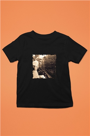 Marilyn Monroe Baskılı Unisex Siyah Çocuk Tişört