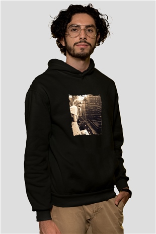 Marilyn Monroe Baskılı Unisex Siyah Hoodie